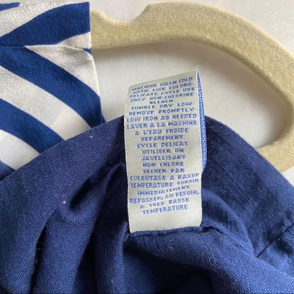 Odille Anthropologie Navy Stripe Sailor Tank with Silk Tie Collar - Picture 7 of 7